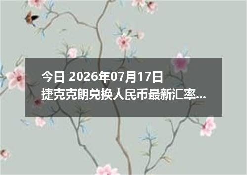 今日 2026年07月17日 捷克克朗兑换人民币最新汇率行情