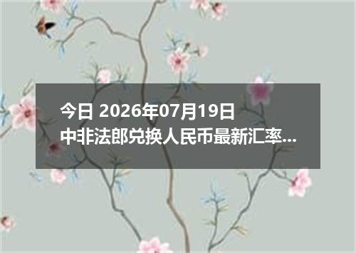 今日 2026年07月19日 中非法郎兑换人民币最新汇率行情