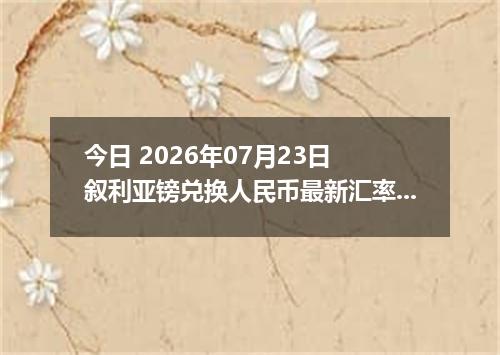 今日 2026年07月23日 叙利亚镑兑换人民币最新汇率行情