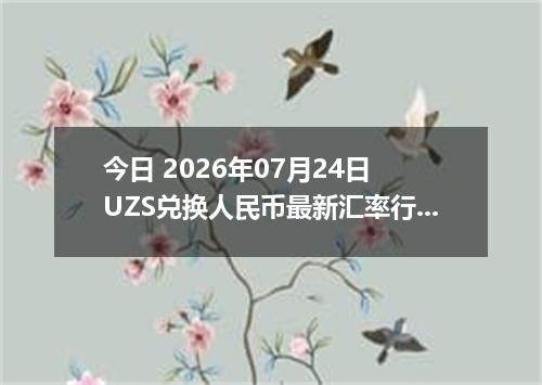 今日 2026年07月24日 UZS兑换人民币最新汇率行情