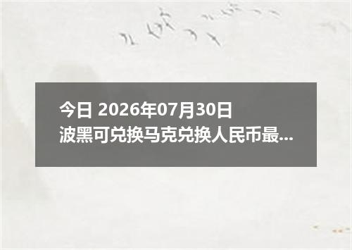 今日 2026年07月30日 波黑可兑换马克兑换人民币最新汇率行情