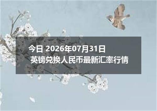 今日 2026年07月31日 英镑兑换人民币最新汇率行情