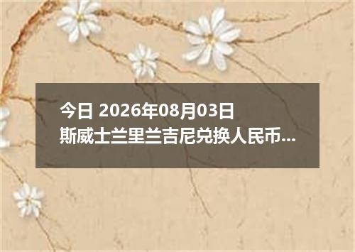 今日 2026年08月03日 斯威士兰里兰吉尼兑换人民币最新汇率行情
