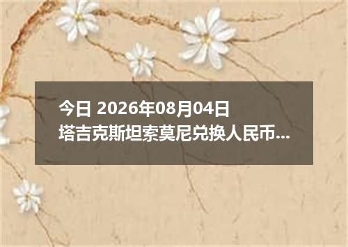今日 2026年08月04日 塔吉克斯坦索莫尼兑换人民币最新汇率行情