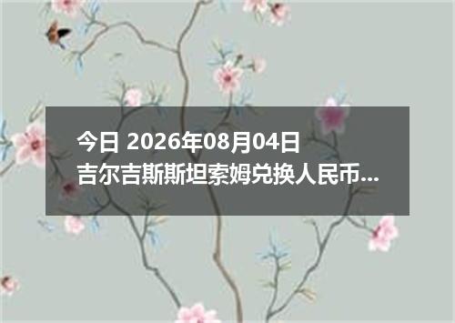 今日 2026年08月04日 吉尔吉斯斯坦索姆兑换人民币最新汇率行情