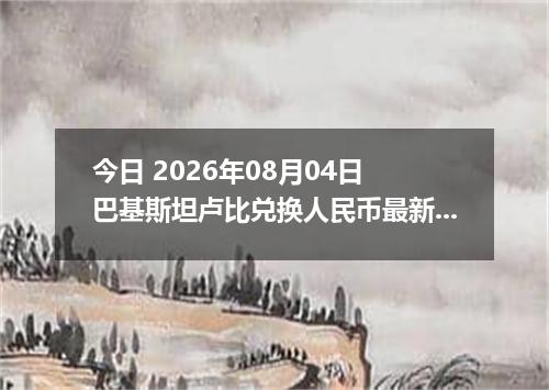 今日 2026年08月04日 巴基斯坦卢比兑换人民币最新汇率行情