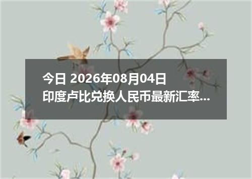 今日 2026年08月04日 印度卢比兑换人民币最新汇率行情