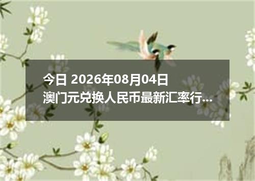 今日 2026年08月04日 澳门元兑换人民币最新汇率行情
