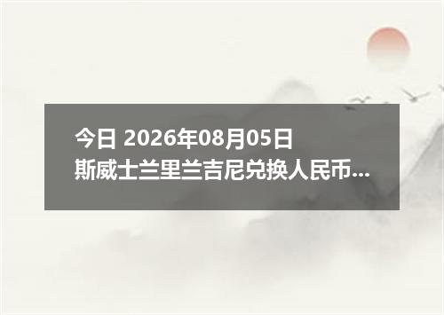 今日 2026年08月05日 斯威士兰里兰吉尼兑换人民币最新汇率行情