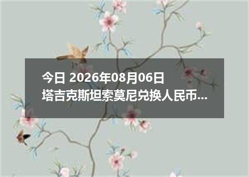 今日 2026年08月06日 塔吉克斯坦索莫尼兑换人民币最新汇率行情
