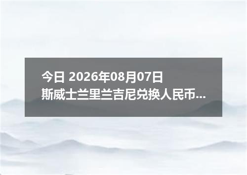 今日 2026年08月07日 斯威士兰里兰吉尼兑换人民币最新汇率行情
