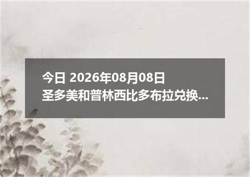 今日 2026年08月08日 圣多美和普林西比多布拉兑换人民币最新汇率行情