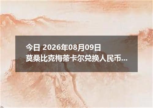 今日 2026年08月09日 莫桑比克梅蒂卡尔兑换人民币最新汇率行情