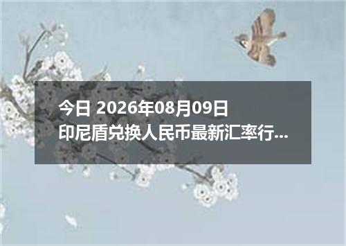 今日 2026年08月09日 印尼盾兑换人民币最新汇率行情
