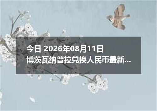 今日 2026年08月11日 博茨瓦纳普拉兑换人民币最新汇率行情