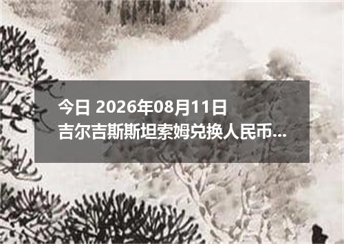 今日 2026年08月11日 吉尔吉斯斯坦索姆兑换人民币最新汇率行情