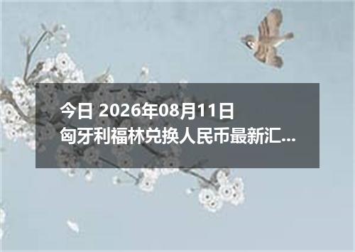 今日 2026年08月11日 匈牙利福林兑换人民币最新汇率行情