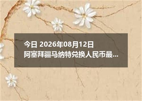 今日 2026年08月12日 阿塞拜疆马纳特兑换人民币最新汇率行情