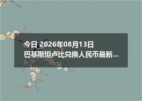 今日 2026年08月13日 巴基斯坦卢比兑换人民币最新汇率行情