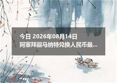 今日 2026年08月14日 阿塞拜疆马纳特兑换人民币最新汇率行情