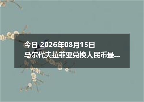 今日 2026年08月15日 马尔代夫拉菲亚兑换人民币最新汇率行情