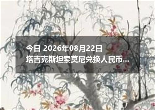 今日 2026年08月22日 塔吉克斯坦索莫尼兑换人民币最新汇率行情
