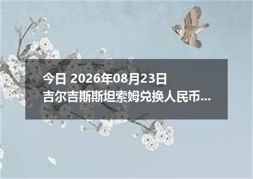 今日 2026年08月23日 吉尔吉斯斯坦索姆兑换人民币最新汇率行情