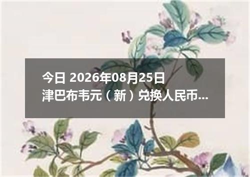 今日 2026年08月25日 津巴布韦元（新）兑换人民币最新汇率行情
