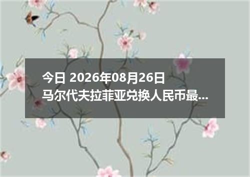 今日 2026年08月26日 马尔代夫拉菲亚兑换人民币最新汇率行情