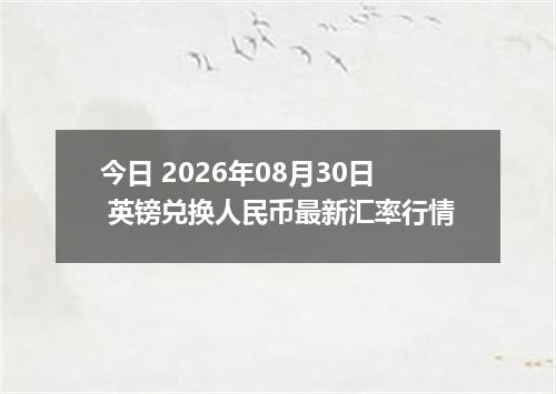 今日 2026年08月30日 英镑兑换人民币最新汇率行情