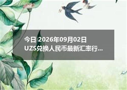 今日 2026年09月02日 UZS兑换人民币最新汇率行情