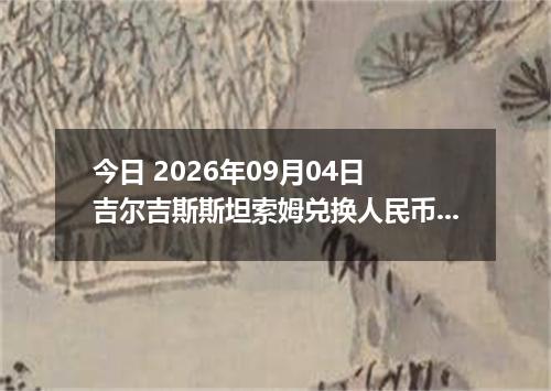 今日 2026年09月04日 吉尔吉斯斯坦索姆兑换人民币最新汇率行情