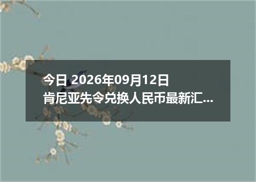 今日 2026年09月12日 肯尼亚先令兑换人民币最新汇率行情