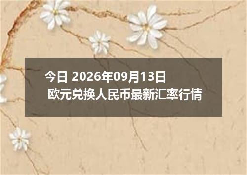 今日 2026年09月13日 欧元兑换人民币最新汇率行情