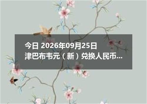 今日 2026年09月25日 津巴布韦元（新）兑换人民币最新汇率行情