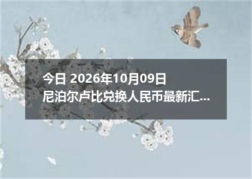 今日 2026年10月09日 尼泊尔卢比兑换人民币最新汇率行情