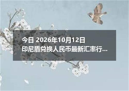 今日 2026年10月12日 印尼盾兑换人民币最新汇率行情