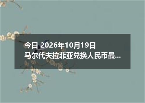 今日 2026年10月19日 马尔代夫拉菲亚兑换人民币最新汇率行情