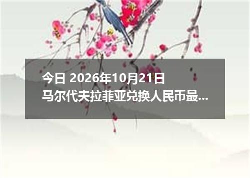 今日 2026年10月21日 马尔代夫拉菲亚兑换人民币最新汇率行情