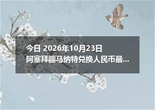 今日 2026年10月23日 阿塞拜疆马纳特兑换人民币最新汇率行情