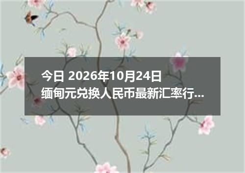 今日 2026年10月24日 缅甸元兑换人民币最新汇率行情