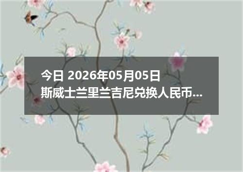 今日 2026年05月05日 斯威士兰里兰吉尼兑换人民币最新汇率行情