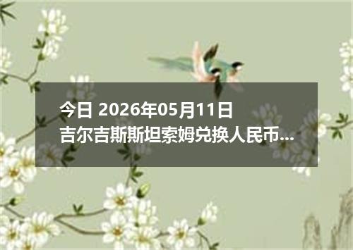 今日 2026年05月11日 吉尔吉斯斯坦索姆兑换人民币最新汇率行情
