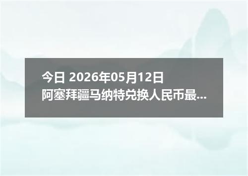今日 2026年05月12日 阿塞拜疆马纳特兑换人民币最新汇率行情