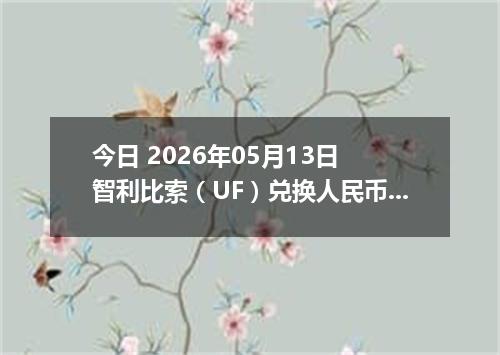 今日 2026年05月13日 智利比索（UF）兑换人民币最新汇率行情