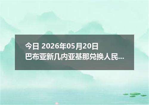 今日 2026年05月20日 巴布亚新几内亚基那兑换人民币最新汇率行情