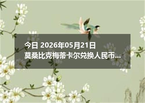 今日 2026年05月21日 莫桑比克梅蒂卡尔兑换人民币最新汇率行情