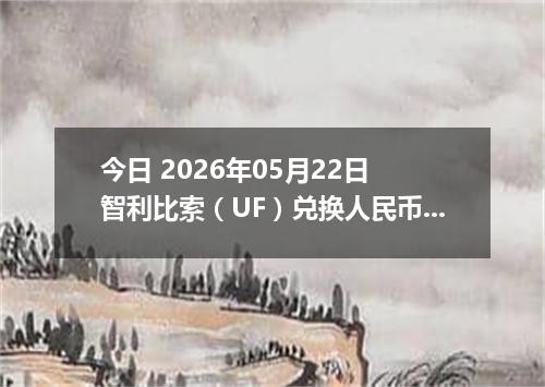 今日 2026年05月22日 智利比索（UF）兑换人民币最新汇率行情
