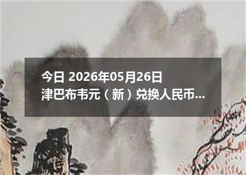 今日 2026年05月26日 津巴布韦元（新）兑换人民币最新汇率行情