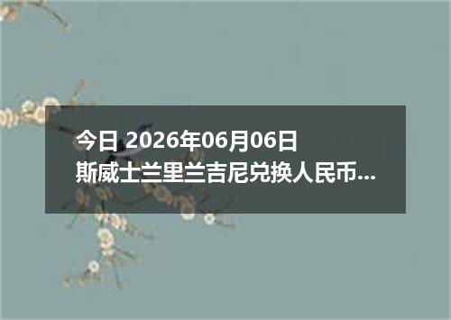 今日 2026年06月06日 斯威士兰里兰吉尼兑换人民币最新汇率行情